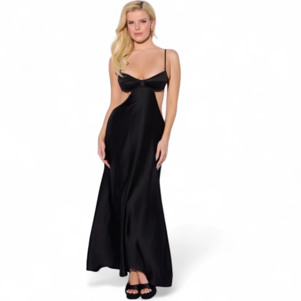 Petra Satin Monowire Cutout Gown size XXL Black
